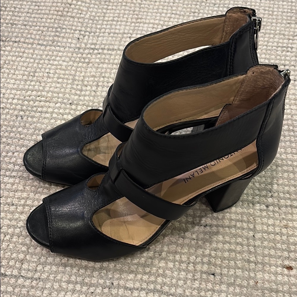 Black Leather Women's Heels